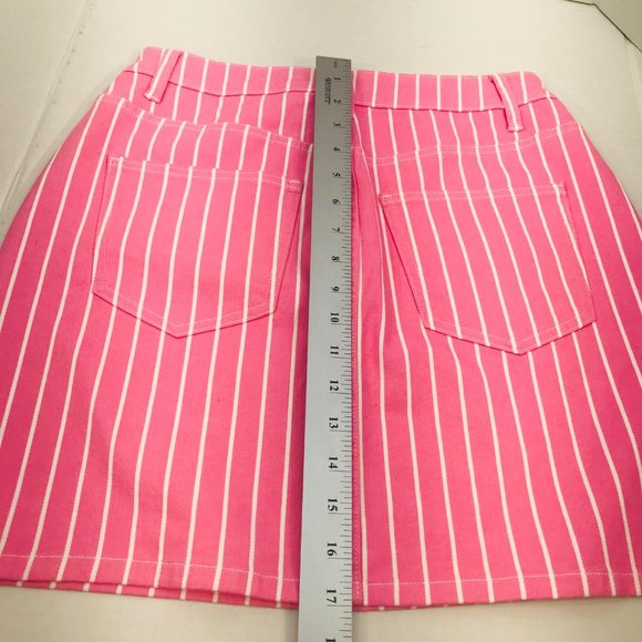 Victor Glemaud Women's Size 4 High Rise Mini Jean Skirt Pink Pinstripe NWOT - Picture 8 of 8